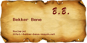 Bekker Bene névjegykártya